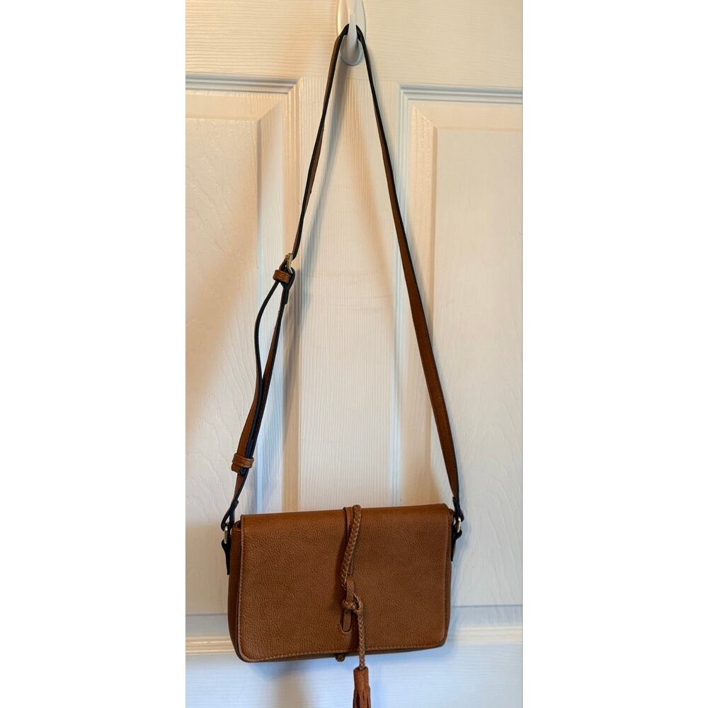 Street Level Brown Boho Tassel Pebbled Faux Leather Crossbody Purse - Picture 2 of 8